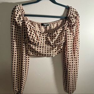 Sexy, polka dotted, cropped long sleeve. Misguided. Size Small.